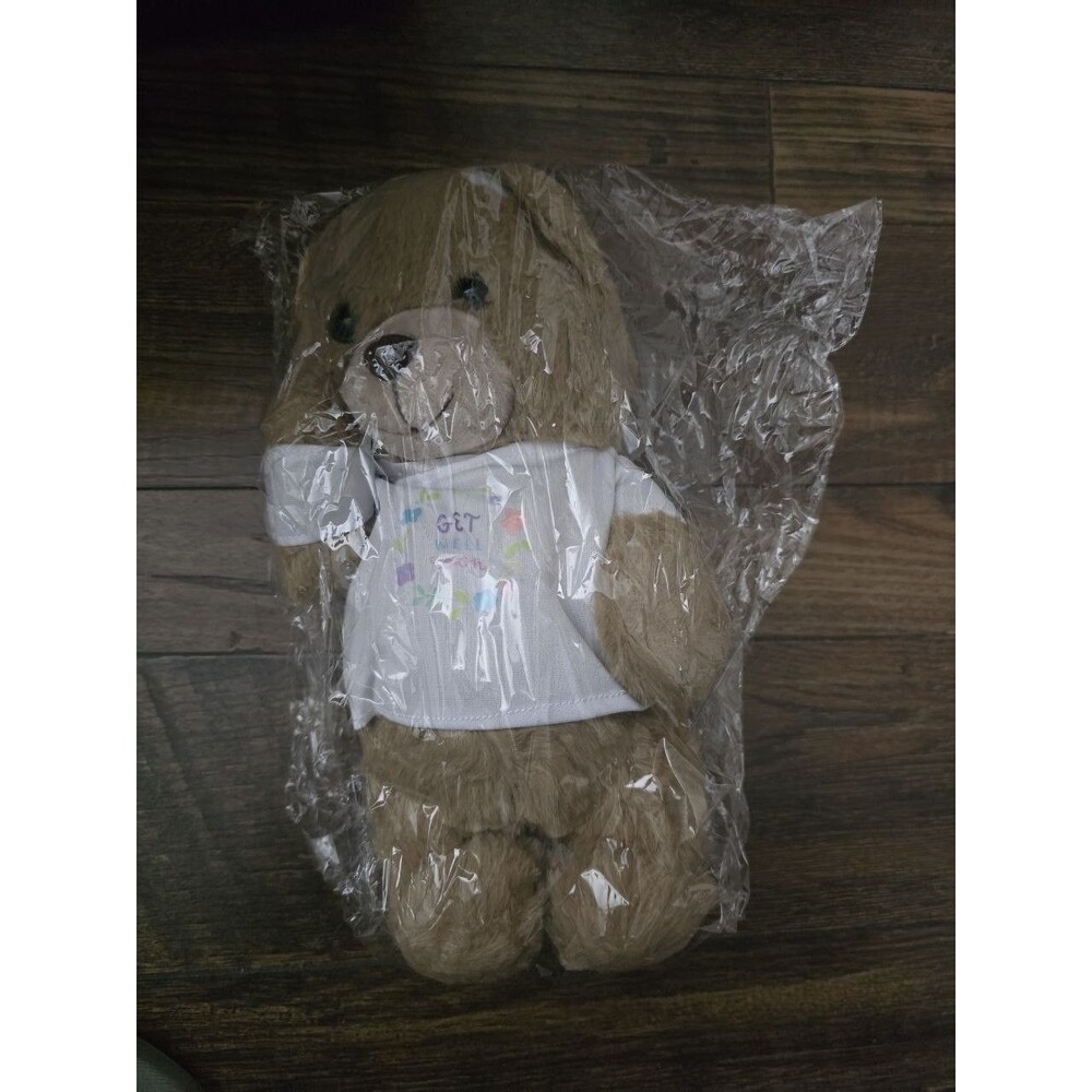 Deekin Get Well Soon Teddy Bear 11 Inch Plush Brown Bear in T-Shirt Gift NEW